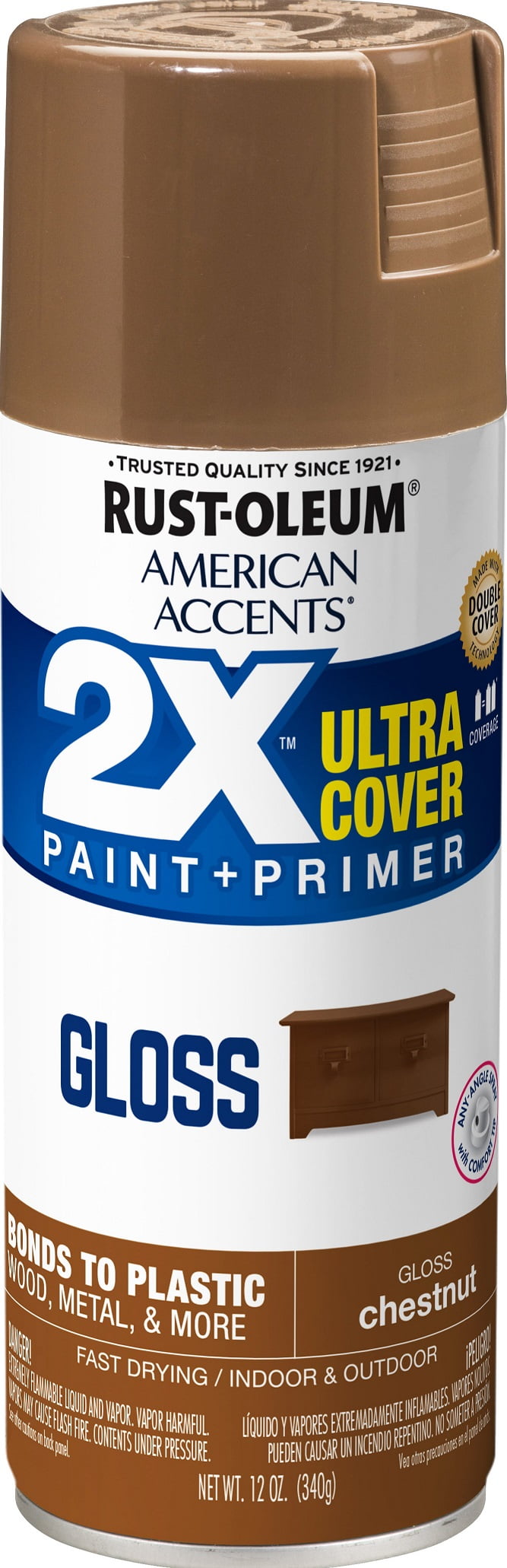 Chestnut, Rust-Oleum American Accents 2X Ultra Cover Gloss Spray Paint- 12 oz