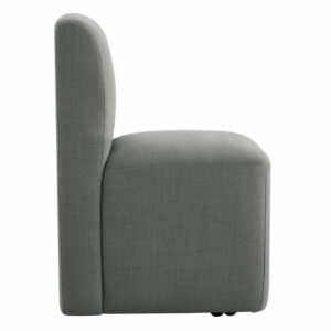 CHITA Upholstered Dining Chairs with Casters Set of 2,Modern Armless Accent Chair with Wheels for Bedroom Reading Room Living Room, Gray Fabric