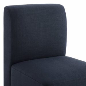 CHITA Upholstered Dining Chairs with Casters Set of 2,Modern Armless Accent Chair with Wheels for Bedroom Reading Room Living Room, Blue Fabric