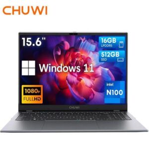 CHUWI 15.6'' GemiBook Plus Laptop Computer, Windows 11 Laptop 12th Gen Intel Alder Lake N100 (Up to 3.4GHz) 16GB RAM 512GB SSD PCIE, 1920X1080 HD