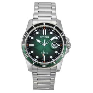Citizen Marine Eco-Drive Stainless Steel Green Dial AW1811-82X 100M Men's Watch