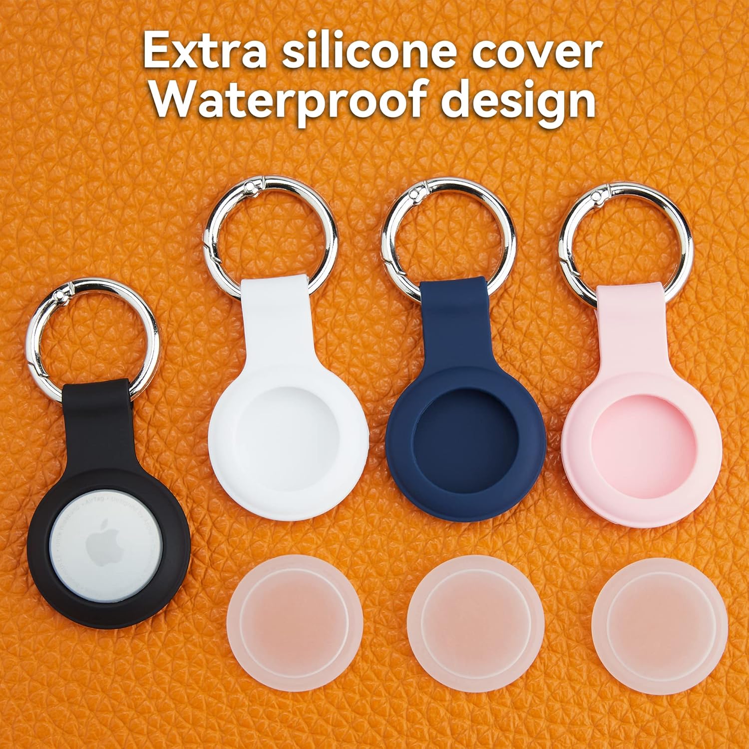 Citymore 4 Pack IPX8 Waterproof for AirTag Keychain，with Soft Silicone AirTags Holder Case Key Ring, Compatible with Apple AirTag for Luggage,Keys, Dog Collar etc