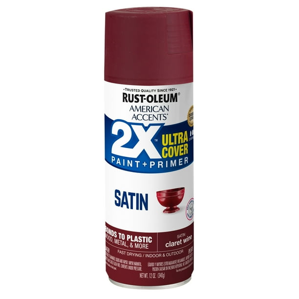 Claret Wine, Rust-Oleum American Accents 2X Ultra Cover Satin Spray Paint- 12 oz, 6 Pack