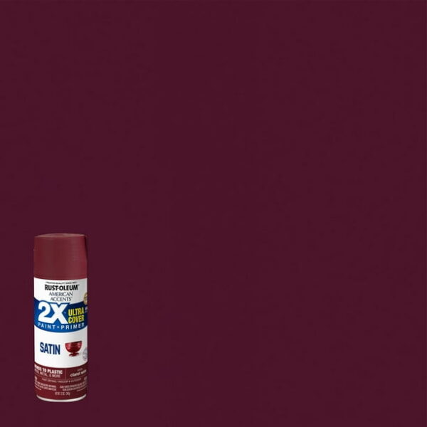 Claret Wine, Rust-Oleum American Accents 2X Ultra Cover Satin Spray Paint- 12 oz, 6 Pack