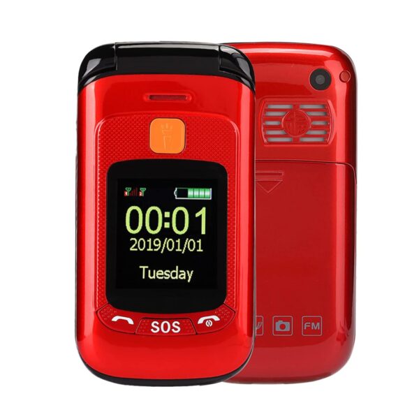 Classical Flip Phone Scree Big Flip Mobile Phone for Elderly, 2G Unlocked Senior Flip Cell Phone Support Dual Sim Card, with Radio, Flashlight, 2800mA, Red Classical Flip Phone Scree Big Flip Mobile Phone for Elderly, 2G Unlocked Senior Flip Cell Phone Support Dual Sim Card, with Radio, Flashlight, 2800mA, Red