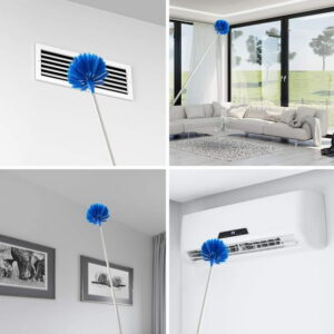 Cleanse Home Microfiber Feather Duster Kit, 30-100" Telescoping Pole for Ceiling Fans, Cobwebs, Blinds, Cars (Blue)