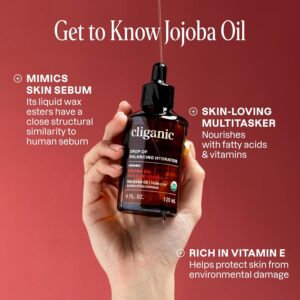 Cliganic USDA Organic Jojoba Oil, 100% Pure (120ml Large) | Natural Cold Pressed Unrefined Hexane Free Oil for Hair, Face, Nails & Cuticles | Carrier Oil Certified Organic | 90...