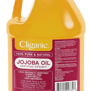 Cliganic USDA Organic Jojoba Oil, 100% Pure (120ml Large) | Natural Cold Pressed Unrefined Hexane Free Oil for Hair, Face, Nails & Cuticles | Carrier Oil Certified Organic | 90...