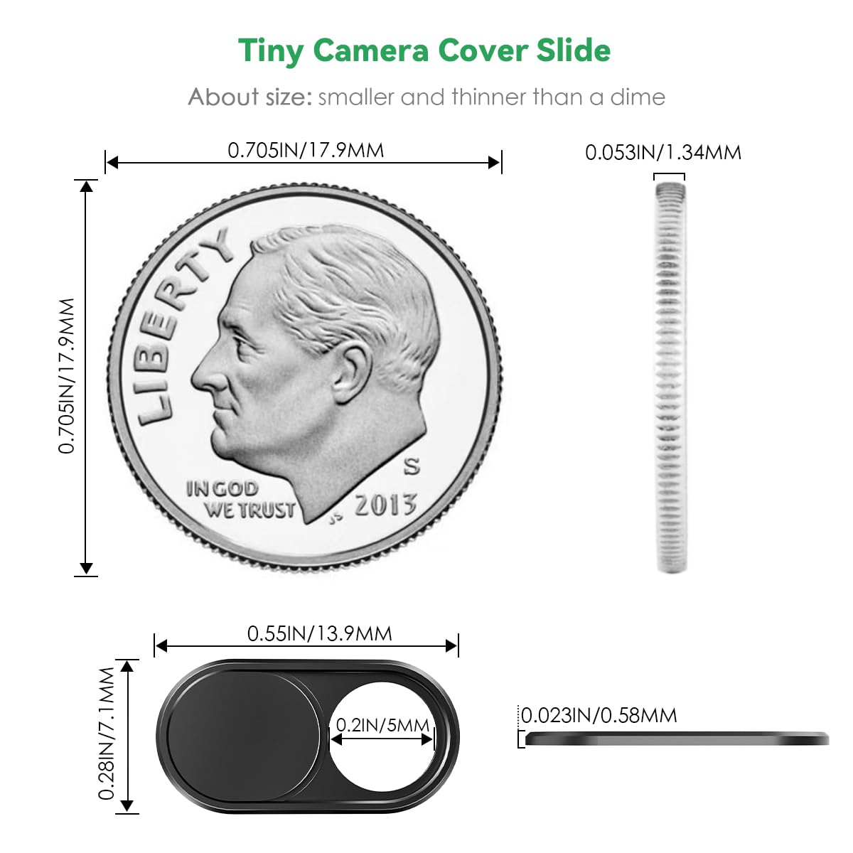 CloudValley Webcam Cover Slide[2-Pack], 0.023 Inch Ultra-Thin Metal Web Camera Cover for MacBook Pro, iMac, Laptop, PC, iPad Pro, iPhone 8/7/6 Plus, Protect Your Visual Privacy...