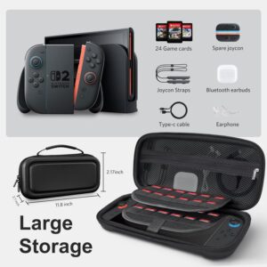 CoBak Large Capacity Carrying Case for Nintendo Switch 2 ( 2025 ) , Ultra Slim Premium EVA Travel Pouch with 24 Game Cartridges, Screen Protective Cover, Accessories Storage...