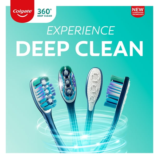 Colgate 360 Whole Mouth Clean Adult Manual Toothbrush, Soft, 2 Pack