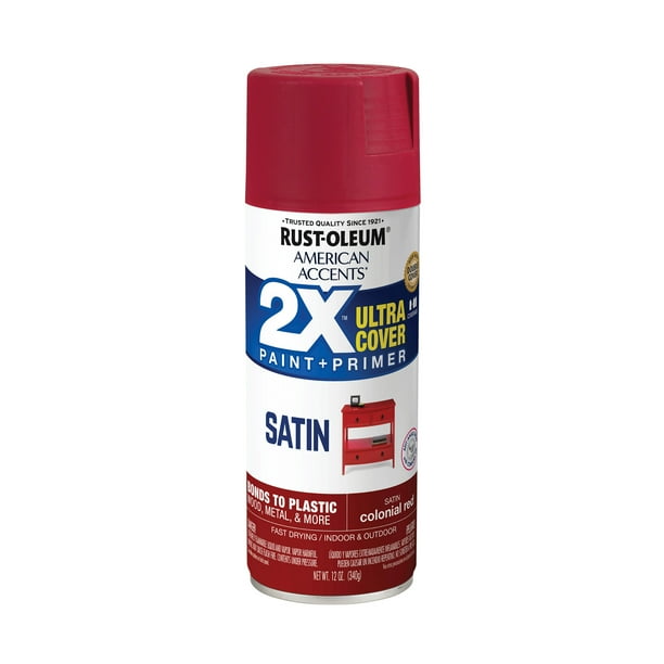 Colonial Red, Rust-Oleum American Accents 2X Ultra Cover Satin Spray Paint- 12 oz, 6 Pack