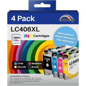 Colorfly LC406XL High Yield Ink Cartridges for Brother Printer LC406 Ink Cartridges LC406XL LC 406 XL use with Brother MFC-J4335DW MFC-J5855DW