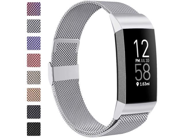 Compatible with Fitbit Charge 4 Bands for Women Men, Stainless Steel Mesh Magnetic Metal Band Replacement for Fitbit Charge 4 / Charge 3 / Charge 3 SE