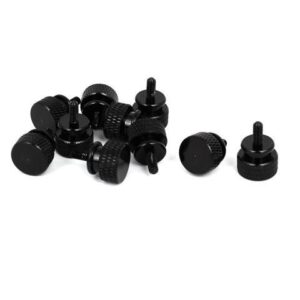 Computer PC Case Aluminum Alloy Knurled Thumb Screws Black M3x7mm 10pcs