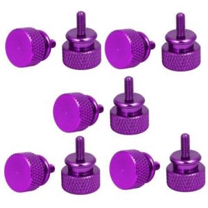 Computer PC Case Aluminum Alloy Knurled Thumb Screws Purple M3x7mm 10pcs