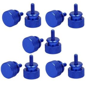 Computer PC Case Aluminum Alloy Knurled Thumb Screws Royal Blue M3x7mm 10pcs