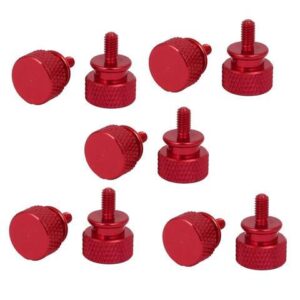 Computer PC Case Aluminum Alloy Knurled Thumb Screws Wine Red M3x7mm 10pcs