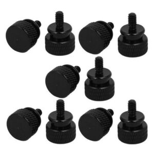 Computer PC Case Fully Threaded Knurled Thumb Screws Black 6#-32 10pcs