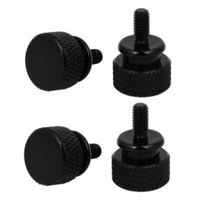 Computer PC Case Fully Threaded Knurled Thumb Screws Black M3.5x7mm 4pcs