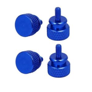 Computer PC Case Fully Threaded Knurled Thumb Screws Royal Blue 6#-32 4pcs