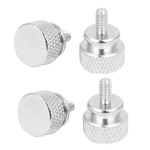 Computer PC Case Fully Threaded Knurled Thumb Screws Silver Tone 6#-32 4pcs