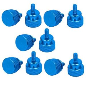 Computer PC Case Fully Threaded Knurled Thumb Screws Sky Blue 6#-32 10pcs