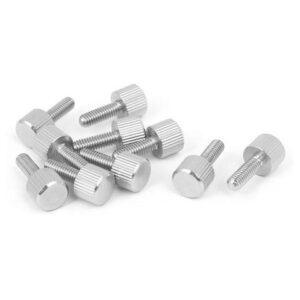 Computer PC Case Stainless Steel Flat Head Knurled Thumb Screw M4 x 12mm 10pcs