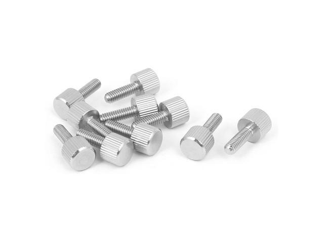 Computer PC Case Stainless Steel Flat Head Knurled Thumb Screw M4 x 12mm 10pcs