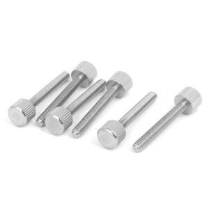 Computer PC Case Stainless Steel Flat Head Knurled Thumb Screw M4 x 30mm 6pcs