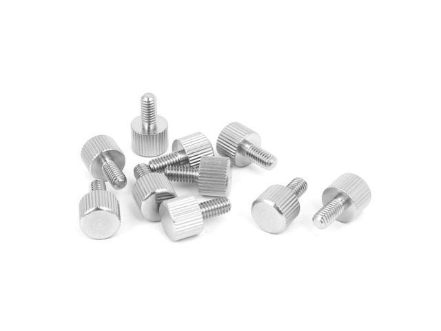 Computer PC Case Stainless Steel Flat Head Knurled Thumb Screw M4 x 8mm 10pcs