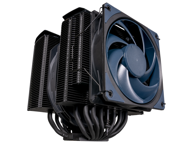 Cooler Master MasterAir MA824 Stealth Dual Tower CPU Air Cooler, 8 Heat Pipes, Dual Mobius 120mm | 135mm Fans, Nickel-Plated Copper Base, AMD Ryzen