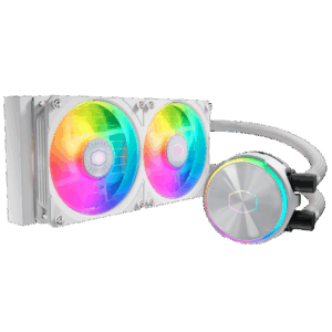 Cooler Master MasterLiquid PL240 FLUX White ARGB Close-Loop AIO Liquid Cooler, Dual Chamber Pump, Ceramic Bearing Motor, Dual Loop PL-Flux 120mm Fans