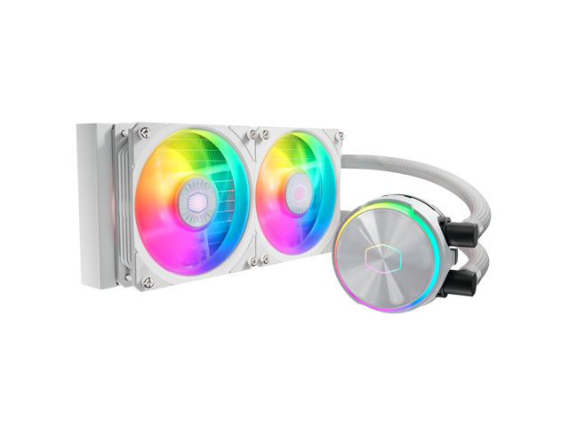 Cooler Master MasterLiquid PL240 FLUX White ARGB Close-Loop AIO Liquid Cooler, Dual Chamber Pump, Ceramic Bearing Motor, Dual Loop PL-Flux 120mm Fans