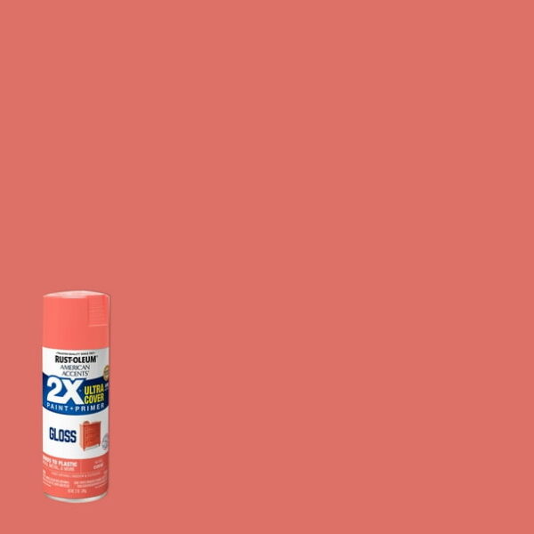 Coral, Rust-Oleum American Accents 2X Ultra Cover Gloss Spray Paint- 12 oz, 6 Pack