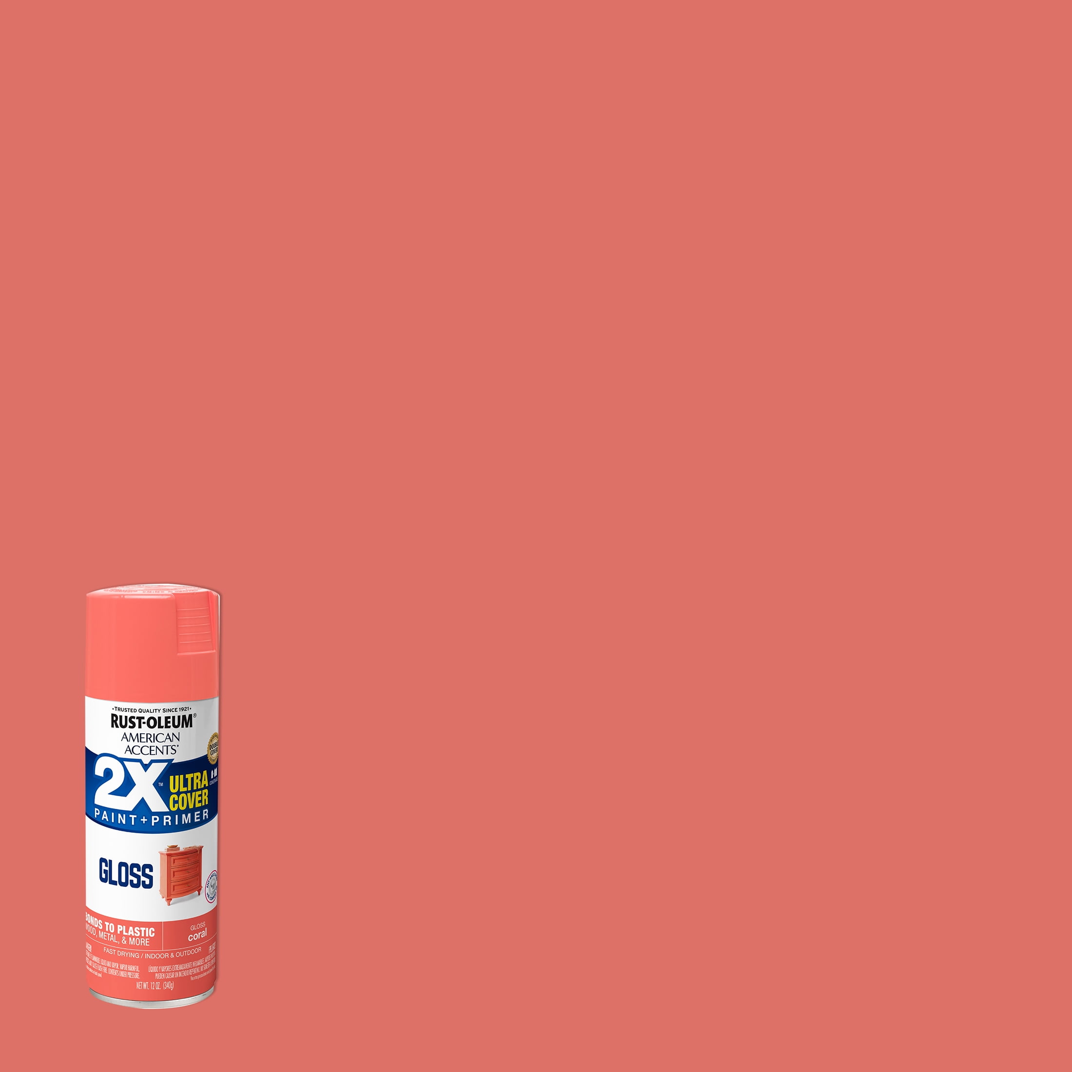 Coral, Rust-Oleum American Accents 2X Ultra Cover Gloss Spray Paint- 12 oz, 6 Pack