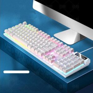 Corn 500 Wired Mechanical Gaming Keyboard, Hybrid Mem-chanical Switches, RGB LED Backlight Effects, 104 Keys-White