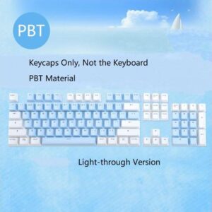 CORN Keycaps Set for Mechanical Gaming Keyboard -104 PBT Keycaps( Blue and White Color ) Light Through Version, Keycaps Only