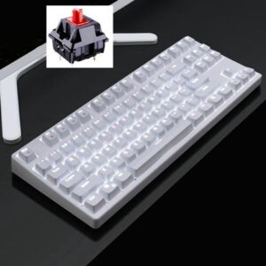 CORN Readson F87 NKRO Ergonomic Design,Cool Exterior USB Wired TKL Classic White Mechanical Keyboard, White Backlit - (Red Switch)