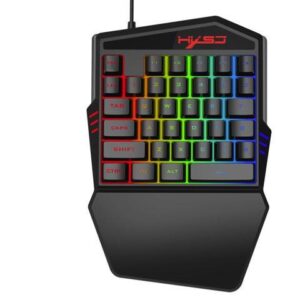 CORN V100-2 Ergonomic Design,Cool Exterior 35 Keys USB Wired Gaming Left-handed Mini Mechanical Feeling Gaming Keyboard With Colorful Backlit -