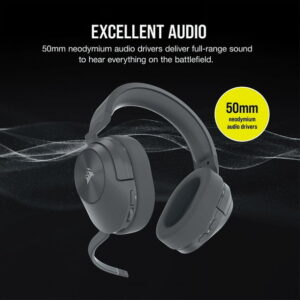 Corsair HS55 Wireless Core Gaming Headset Wireless Audio or Bluetooth for PC, PS5, PS4 Mobile - Gray