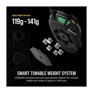 CORSAIR NIGHTSWORD RGB Performance Tunable FPS/MOBA Gaming Mouse, Black, Backlit RGB LED, 18000 dpi, Optical
