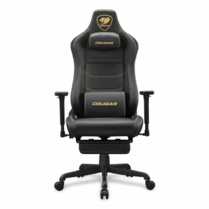 Cougar Armor Evo S Black Gaming, with Retractable Footrest, Ergonomic, Premium Breathable PVC Leather - 3D Adjustable Armrest - Reclaining Backrest up