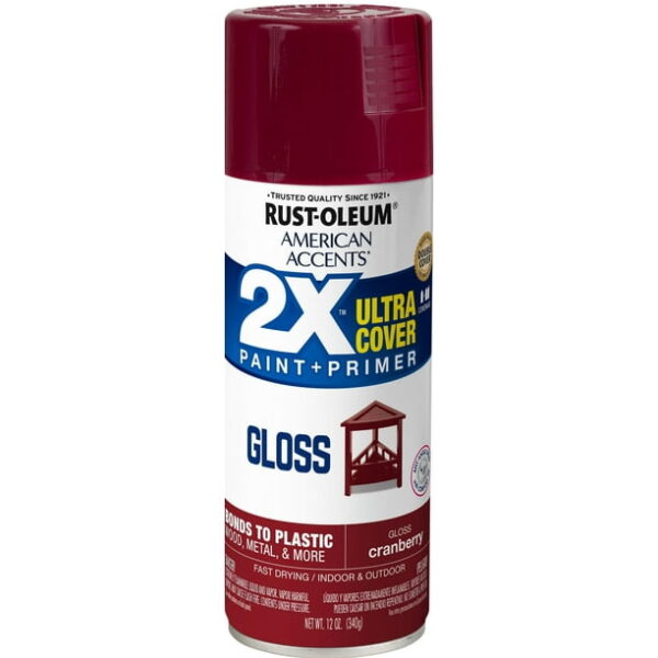 Cranberry, Rust-Oleum American Accents 2X Ultra Cover Gloss Spray Paint- 12 oz