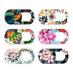 CREPUSCOLO 6 Pack Webcam Cover Slide Ultra Thin 0.027 inch Camera Laptop Cover Slider Flower Camera Blocker Web Camera Privacy Cover for Computer Desktop Laptop PC Smartphone...