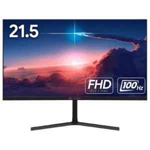 CRUA 22 inch FHD 1080P Computer Monitor - 100Hz VA Panel with 3-Side Frameless Design, Eye-Care Technology & VESA Mount, HDMI/VGA Ports (Black)