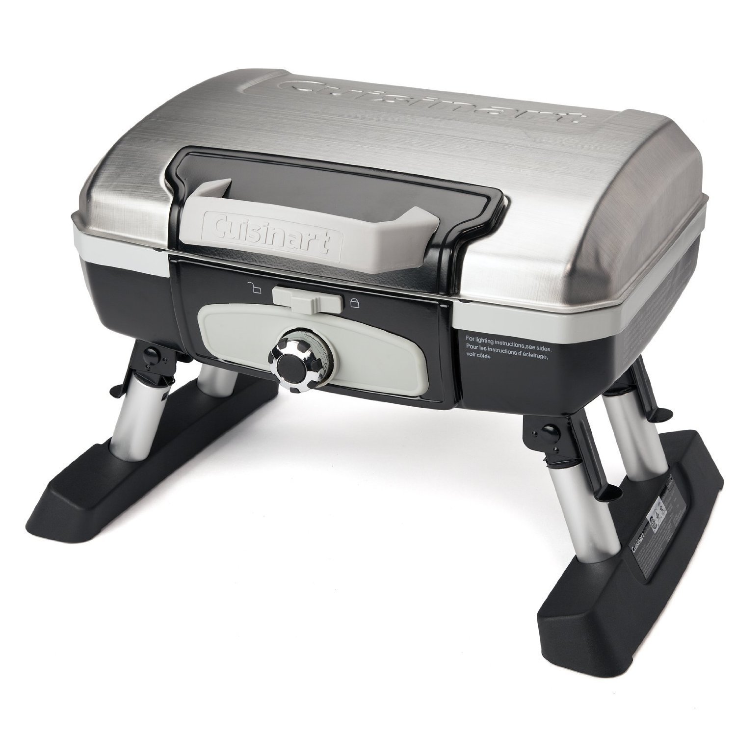 Cuisinart Petit Gourmet Portable Tabletop Gas Grill, Foldaway Legs, Silver (CGG-180TSC)
