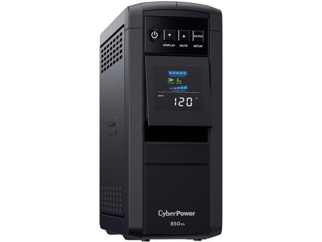 CyberPower CP850PFCLCD PFC Sinewave UPS Systems - 850VA/510W, 120 VAC, NEMA 5-15P, Mini-Tower, Sine Wave, 10 Outlets, LCD, PowerPanel