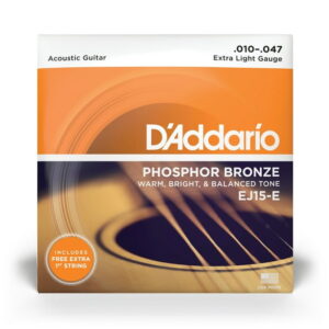 D'Addario Phosphor Bronze Acoustic Guitar Strings, Extra Light, 10-47 Gauge