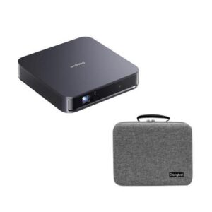 Dangbei Atom Laser Portable Projector, Google TV, 1200 ISO Lumens 180", 1080p, HDR10 & Google Assistant Voice Control and Carry Case Bundle